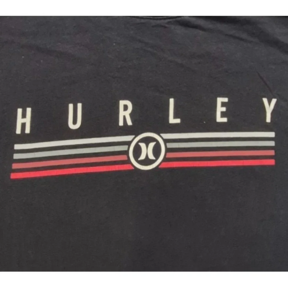 Hurley men's black graphic t-shirt sz M logo crew neck 100% Cotton‎